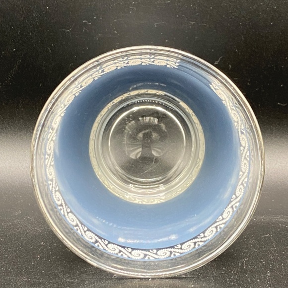 Hazel Atlas Rocks Glasses "ATC41" matt blue & white silver rim 8oz VTG 1960's - Picture 5 of 6
